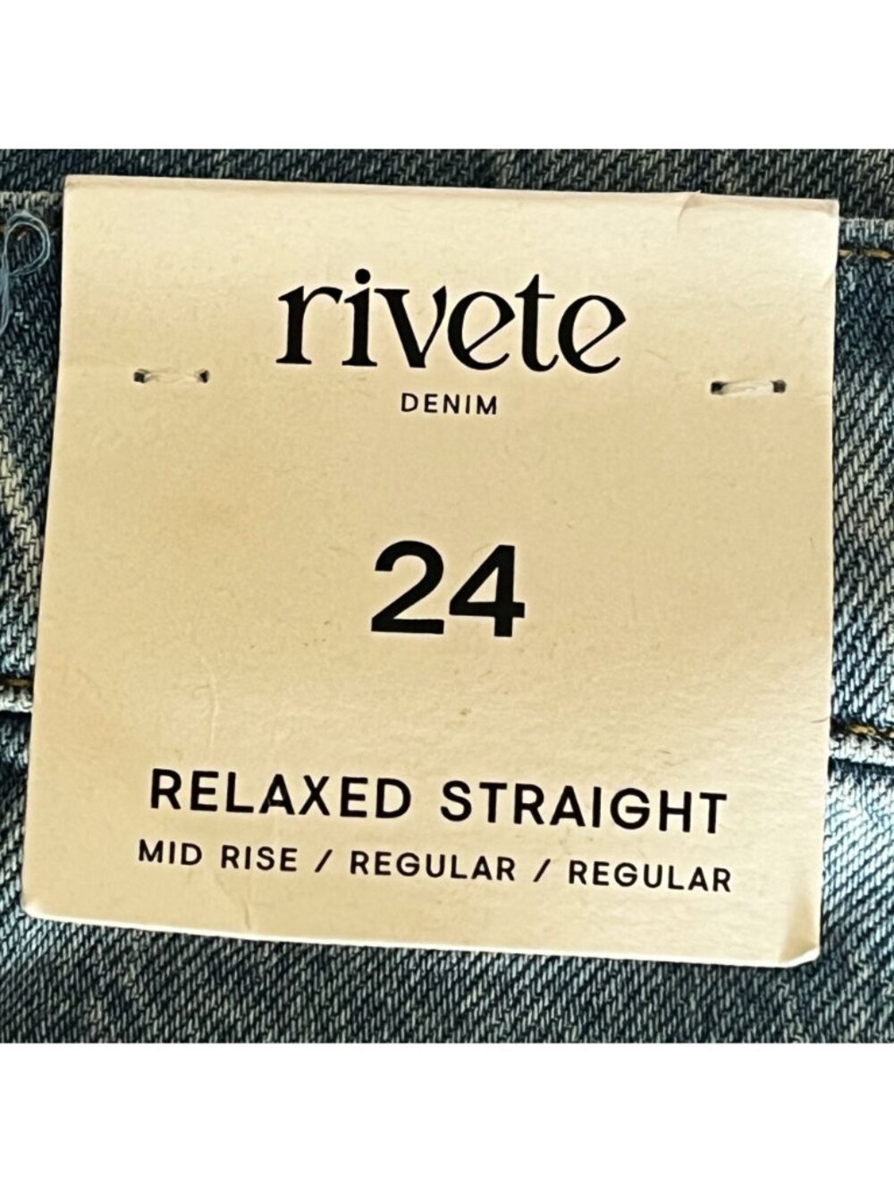 Rivete Denim Loft Relaxed Straight Mid-Rise Jeans Cuffed Leg Classic Denim Pants - Picture 12 of 12